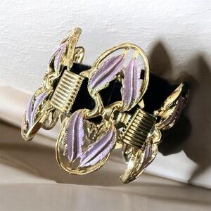 Gold-toned Vintage 1960-1970’s Lavender Enamel Coro?Mid Century Modern Bracelet